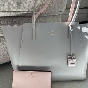 Kate Spade Grey Large Purse & Wallet Bundle